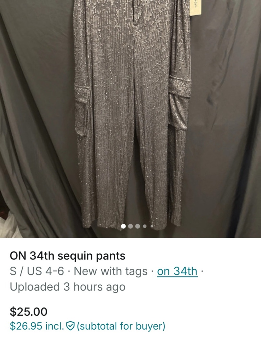 on 34th Silver Sequin Wide-Leg Pants